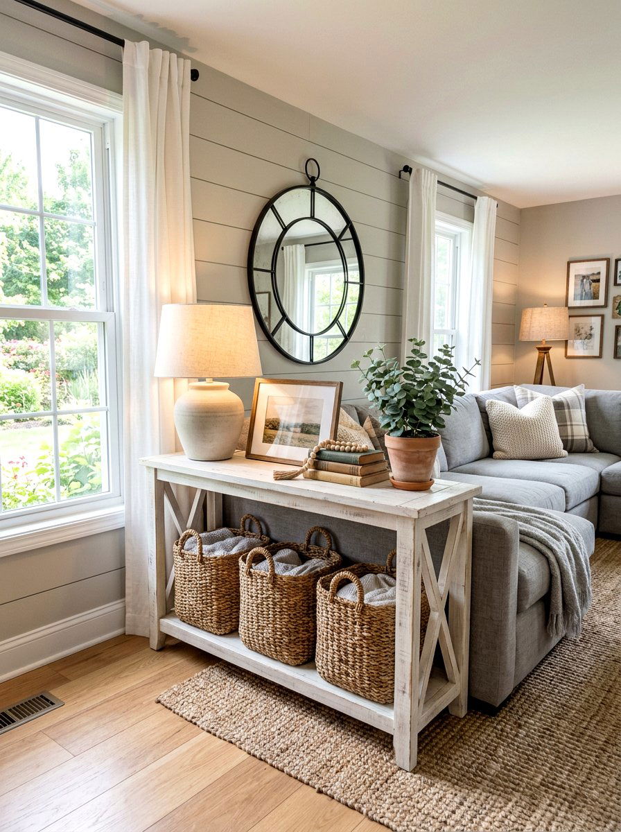 Modern Farmhouse Console Table - 30 sofa table ideas