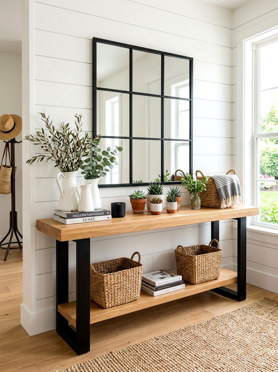Modern Farmhouse Console - 30 console table decor ideas