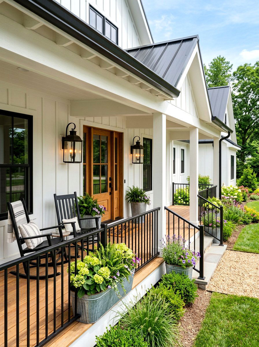 Modern Farmhouse Covered Front Porch - 30 covered front porch ideas