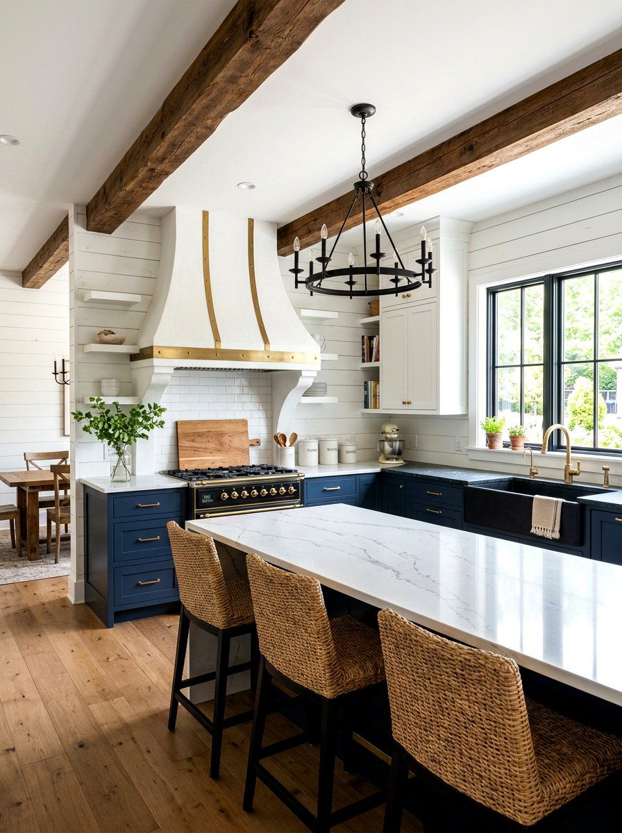 Modern Farmhouse Curved Range Hood - 30 rounded kitchen hood ideas