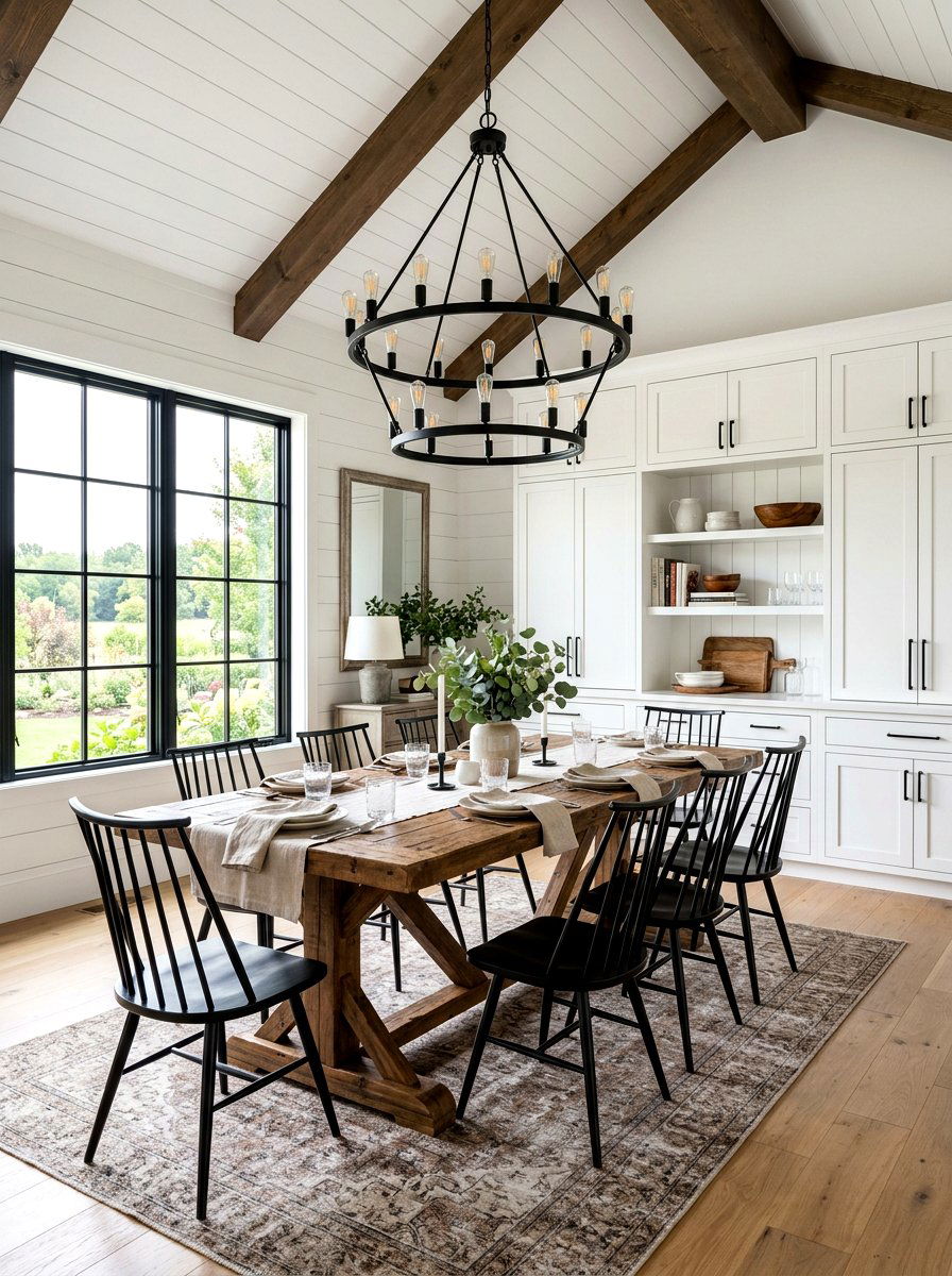 Modern Farmhouse Dining Area - 30 eat in kitchen ideas