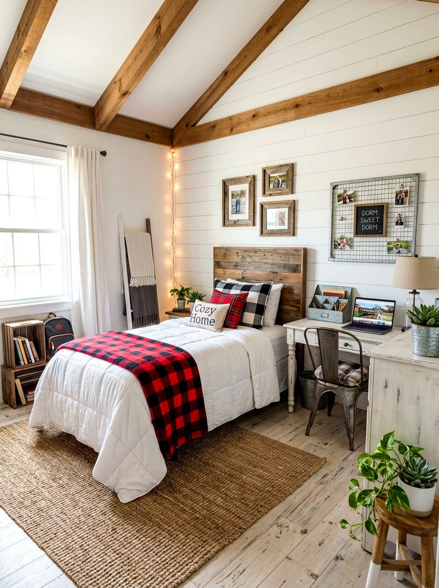 Modern Farmhouse Dorm Look - 30 college bedroom ideas