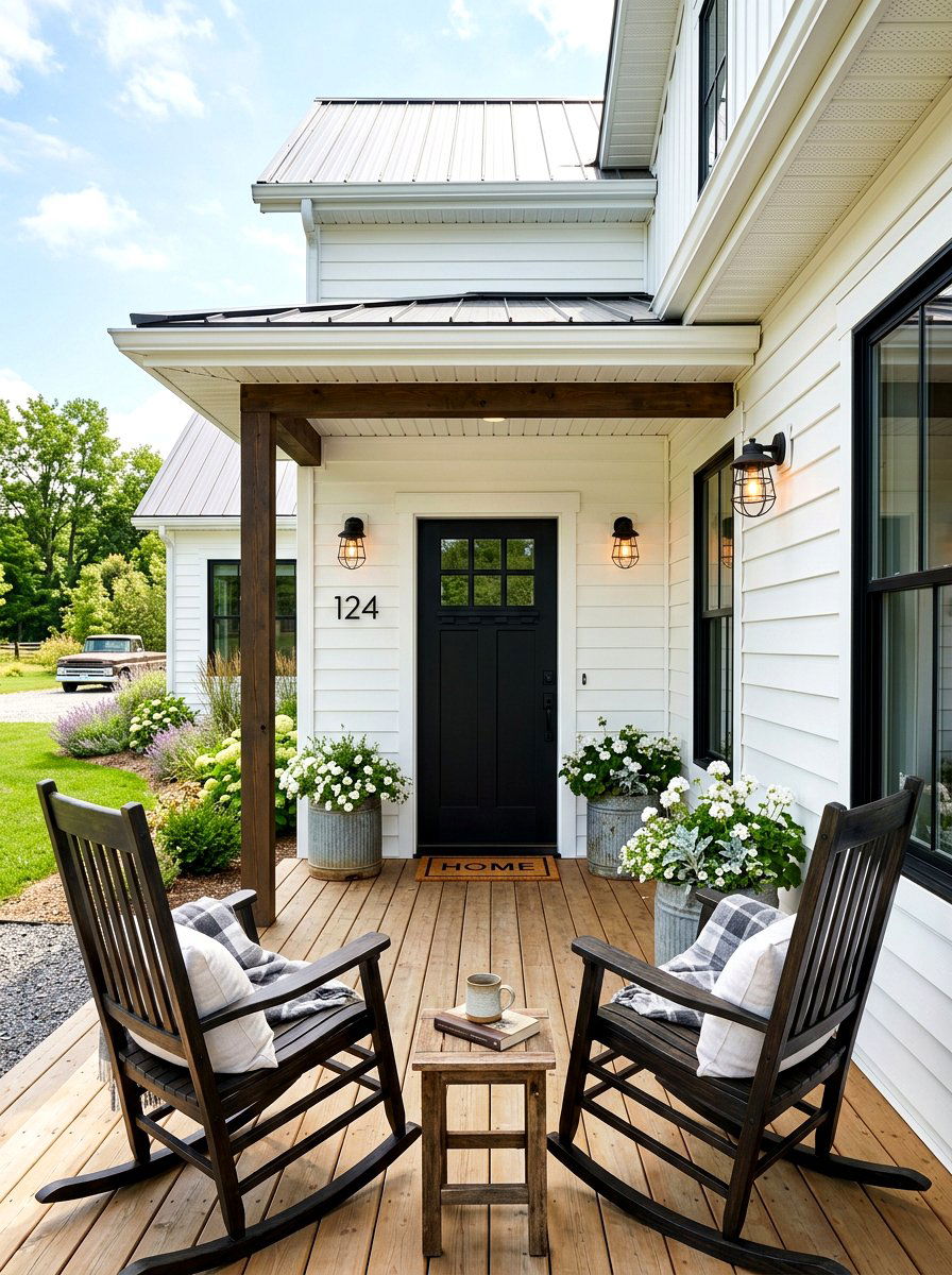 Modern Farmhouse Entrance - 30 front stoop styling ideas