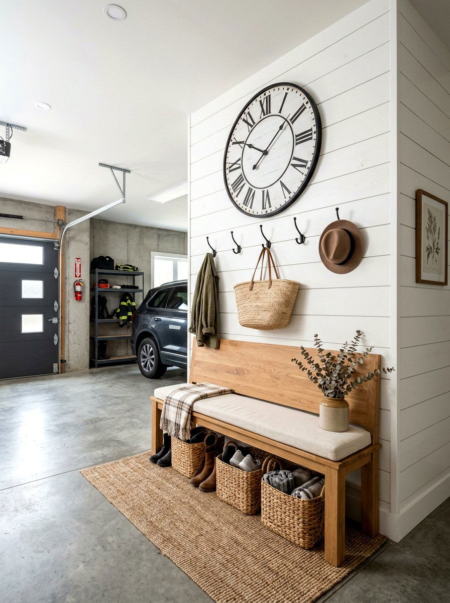Modern Farmhouse Entry - 30 garage mudroom ideas