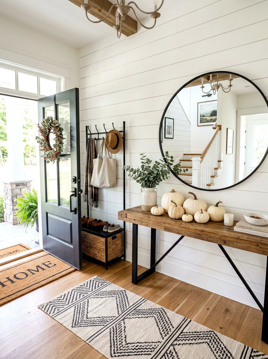 Modern Farmhouse Entryway - 30 fall entryway decor ideas