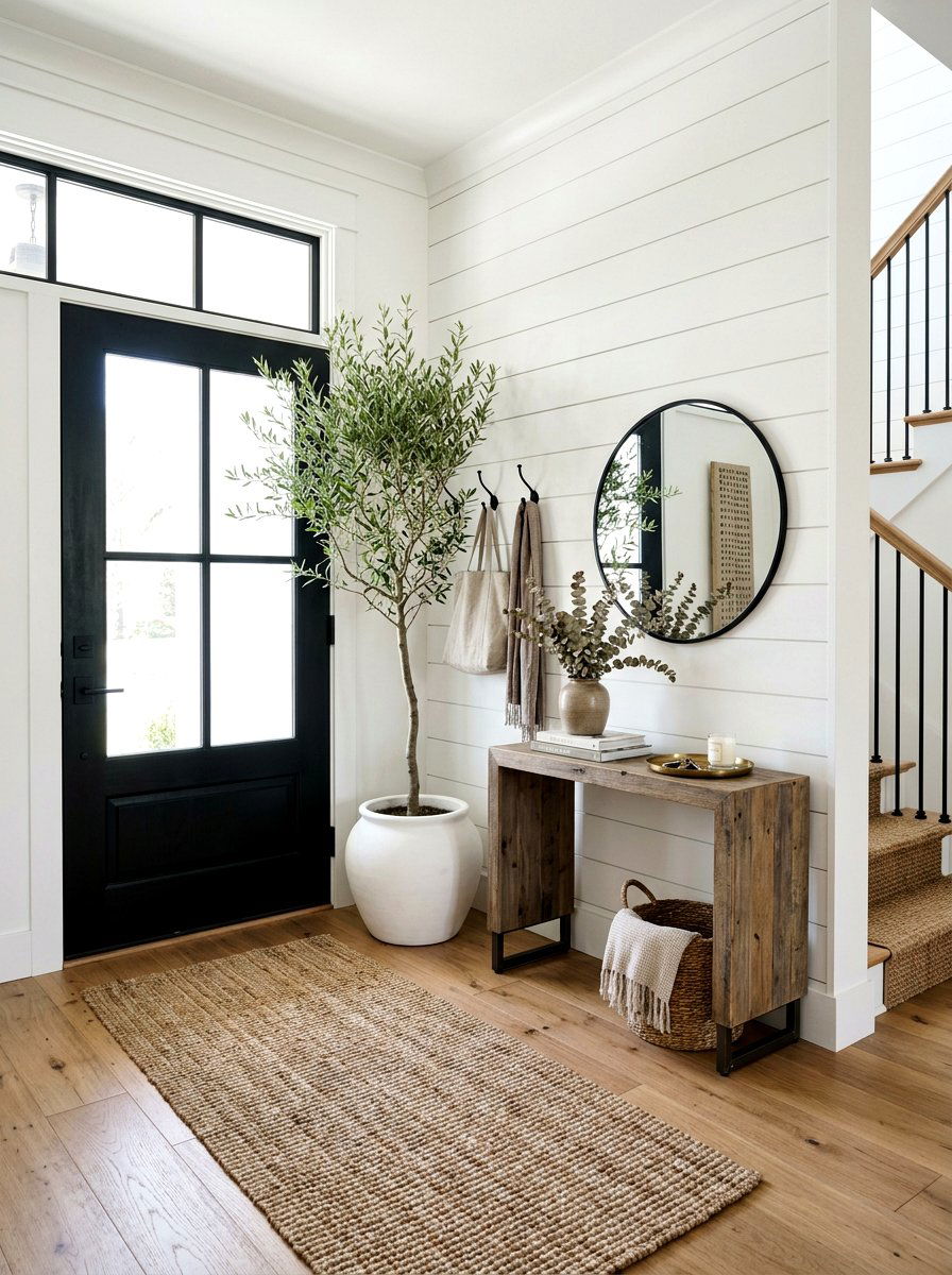 Modern Farmhouse Entryway Olive Tree - 30 olive tree entry ideas