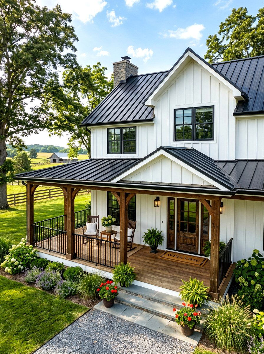 Modern Farmhouse Exterior - 30 vertical siding exterior ideas