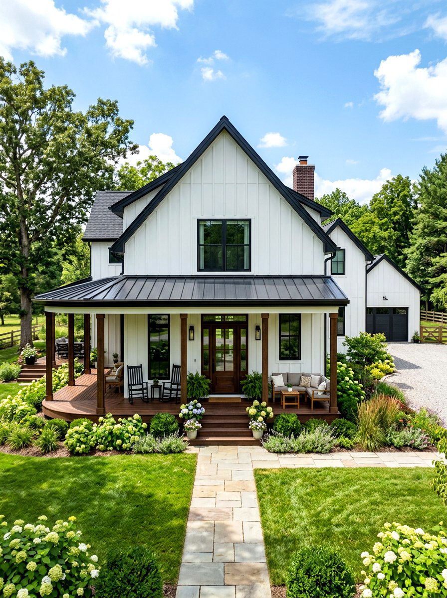Modern Farmhouse Exterior - 30 asymmetrical curb appeal ideas