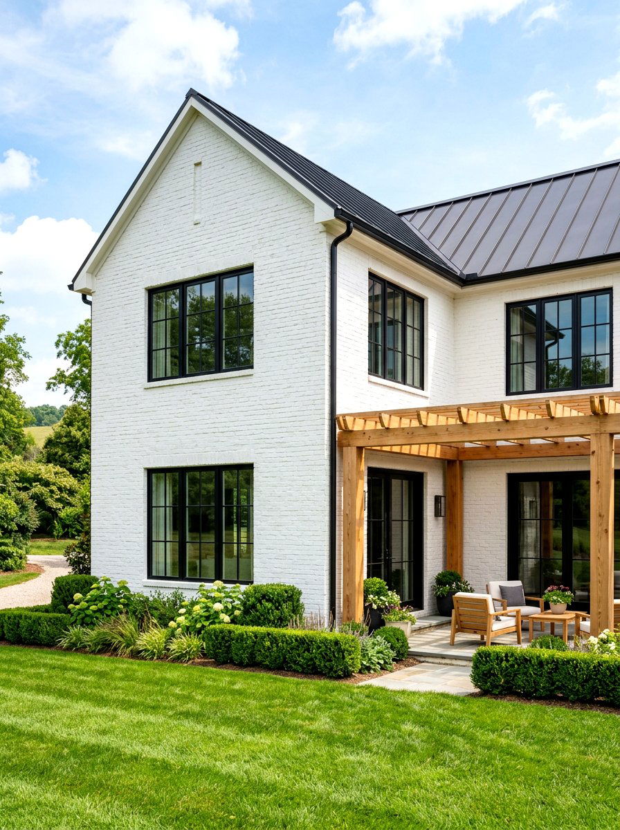 Modern Farmhouse Exterior Brick - 30 limewashed wall backyard ideas