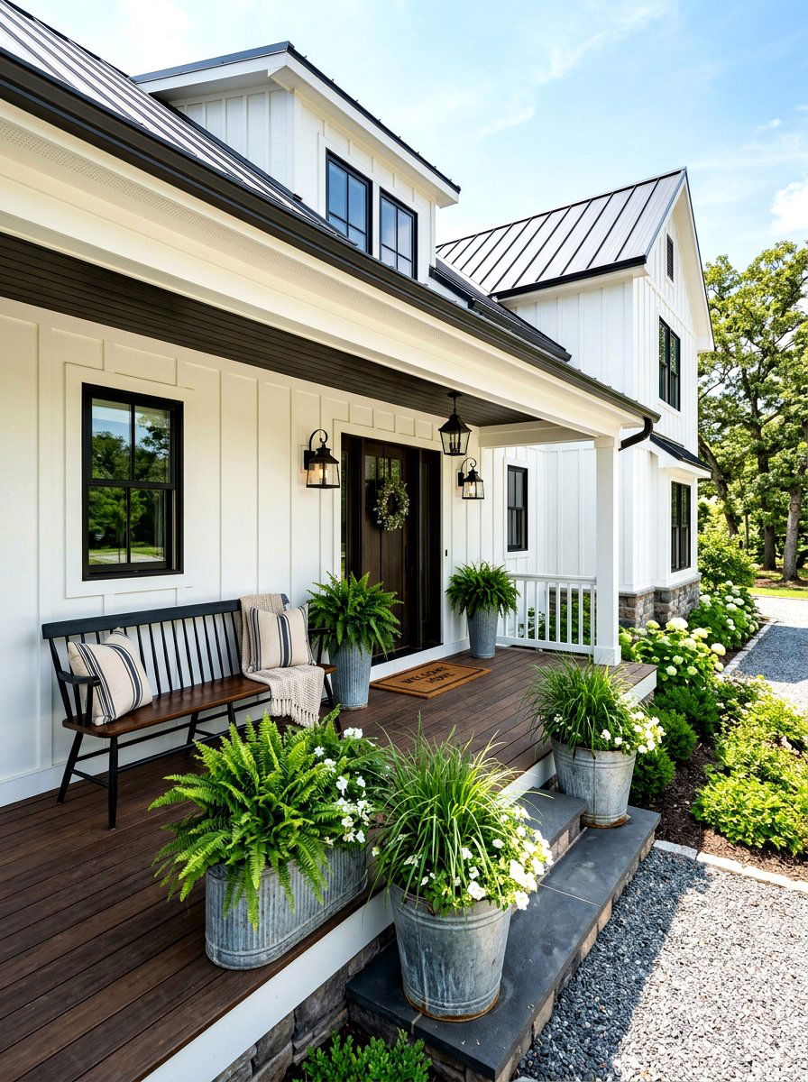 Modern Farmhouse Front Porch - 30 small front porch ideas