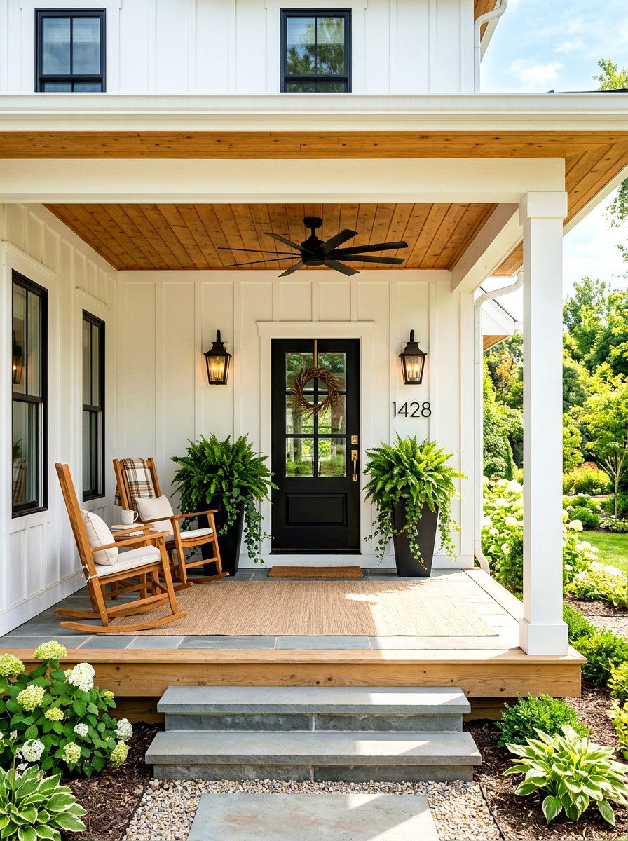 Modern Farmhouse Front Porch - 30 porch entry ideas