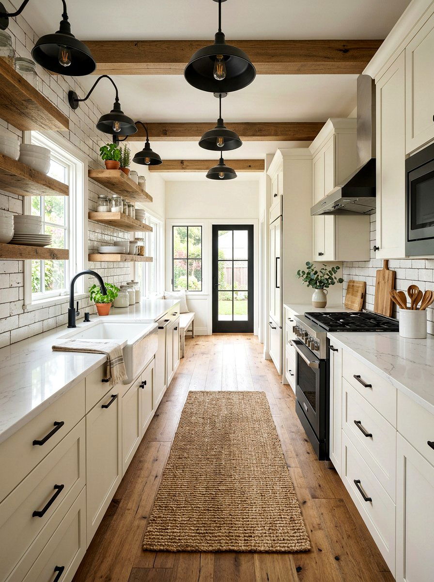 Modern Farmhouse Galley Kitchen - 30 cozy galley kitchen ideas