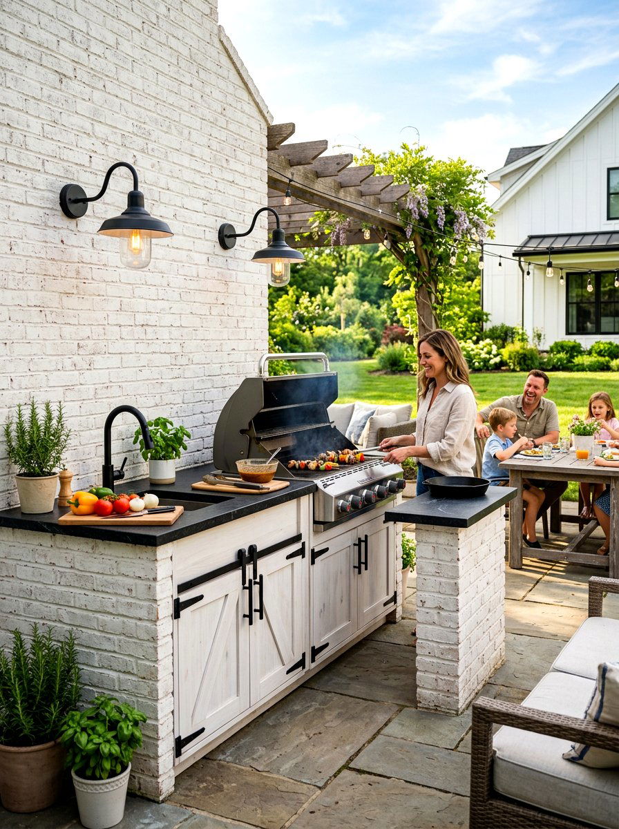 Modern Farmhouse Grill Island - 30 grill island ideas