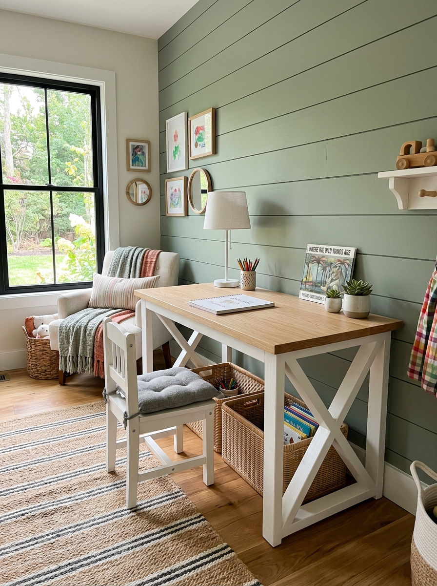 Modern Farmhouse Kids Desk - 30 homework studio kids ideas