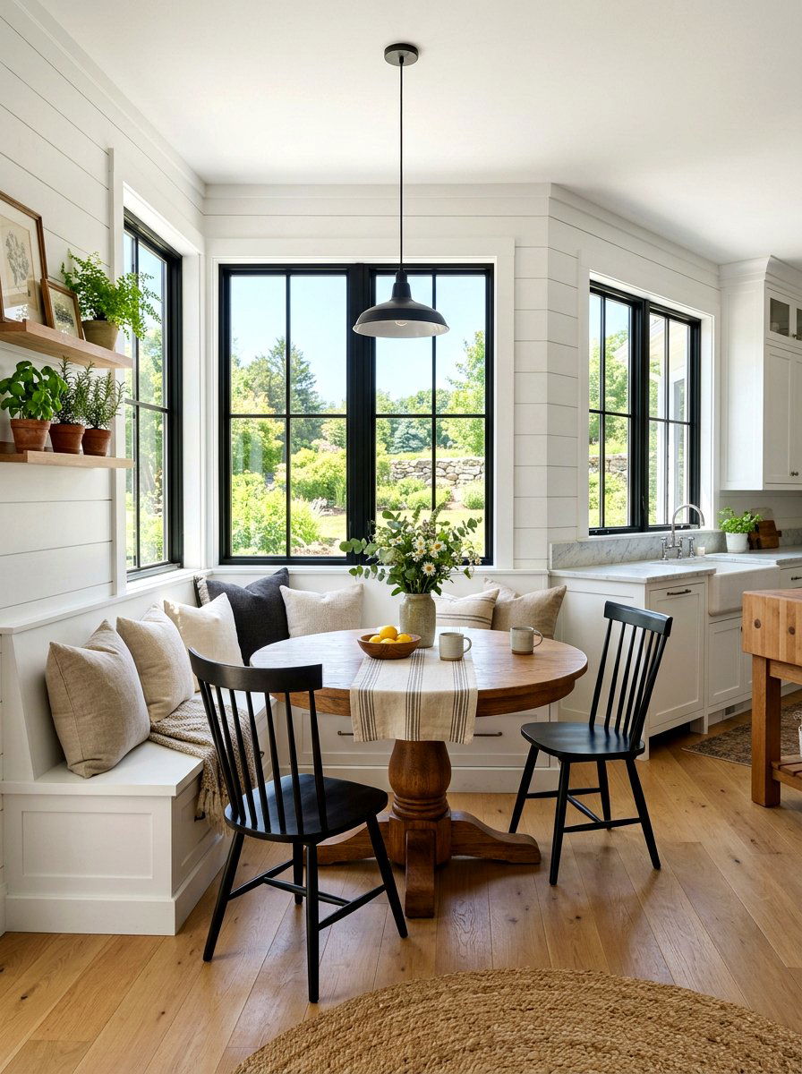 Modern Farmhouse Kitchen Nook - 30 banquette window nook ideas