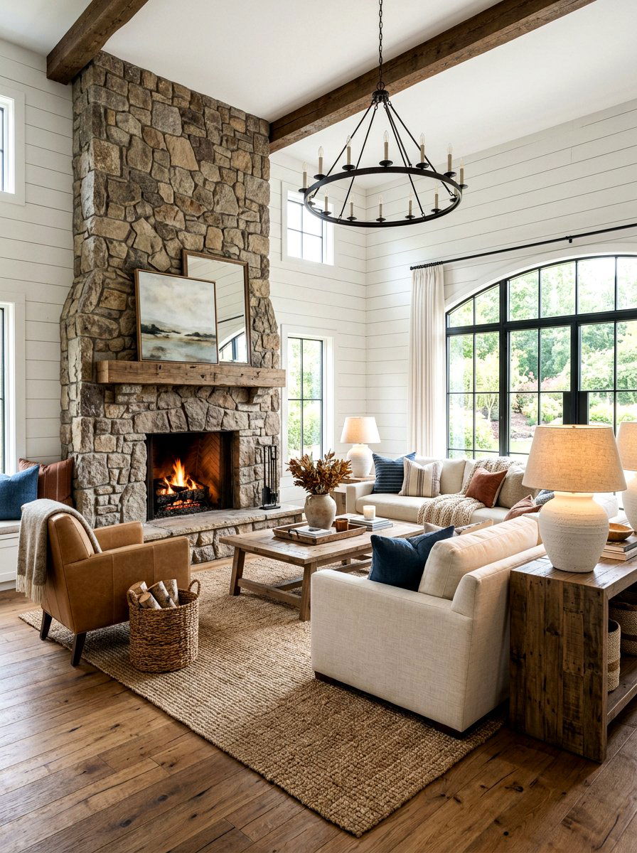 Modern Farmhouse Living Room - 30 lamp lit living room ideas