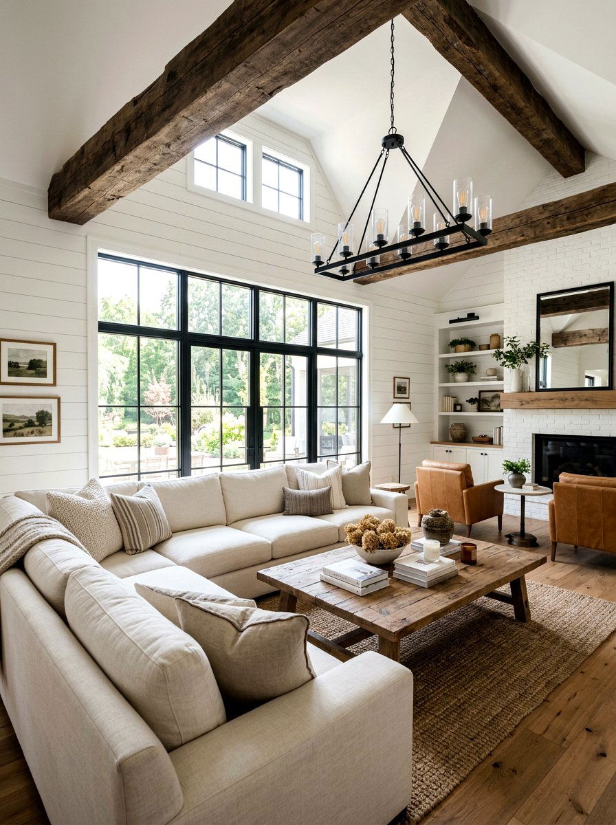 Modern Farmhouse Living Room Cream Sofa - 30 cream sofa living room ideas