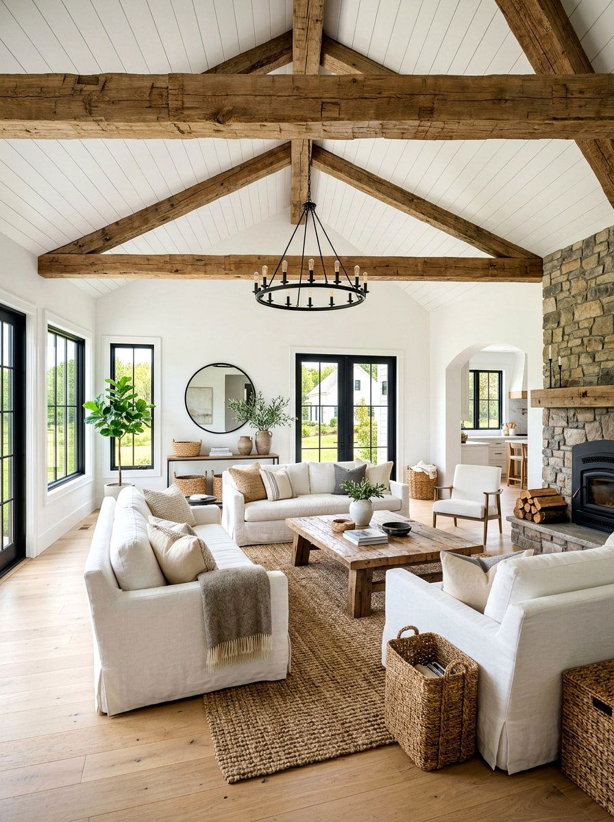 Modern Farmhouse Living Space - 30 cozy family room ideas