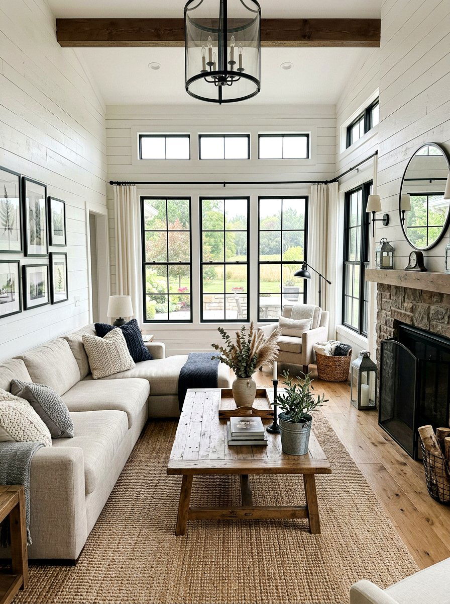 Modern Farmhouse Lounge - 30 cozy winter lounge ideas