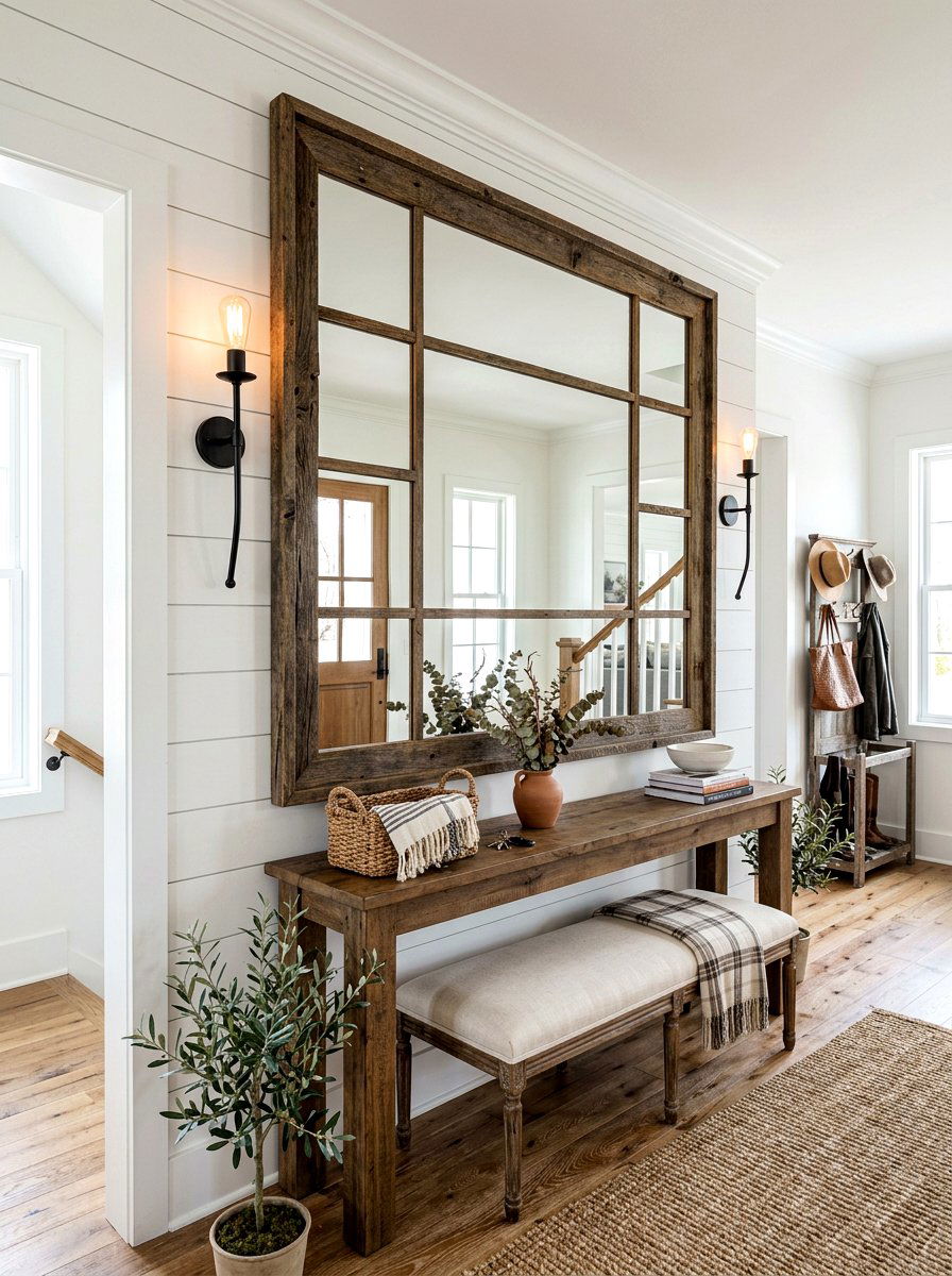 Modern Farmhouse Mirror Wall - 30 mirror wall bathroom ideas