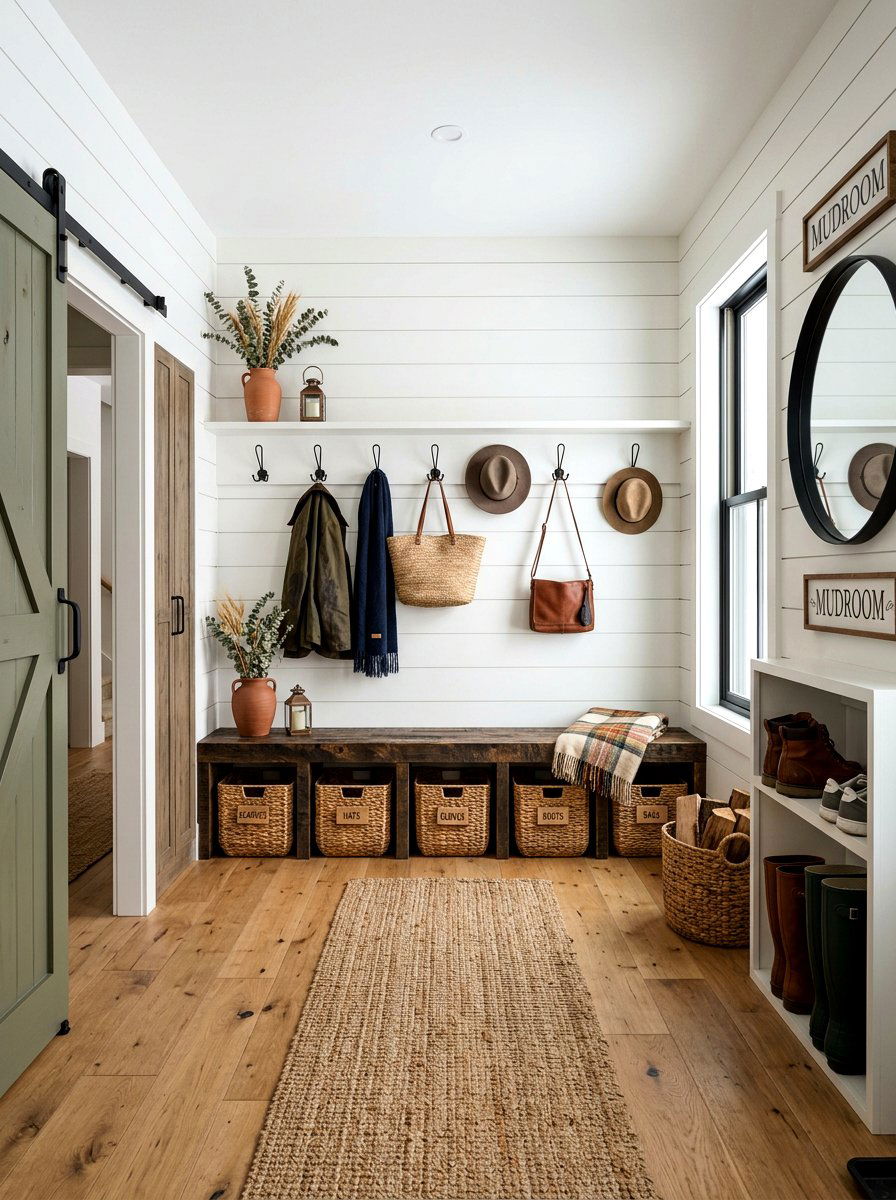 Modern Farmhouse Mudroom - 30 mudroom ideas