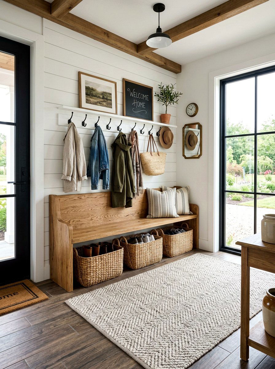 Modern Farmhouse Mudroom - 30 small mudroom ideas