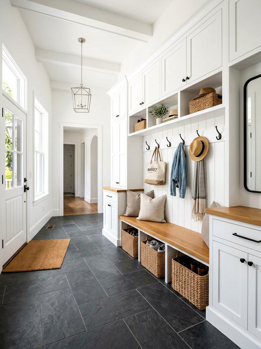 Modern Farmhouse Mudroom - 30 mudroom aesthetic ideas