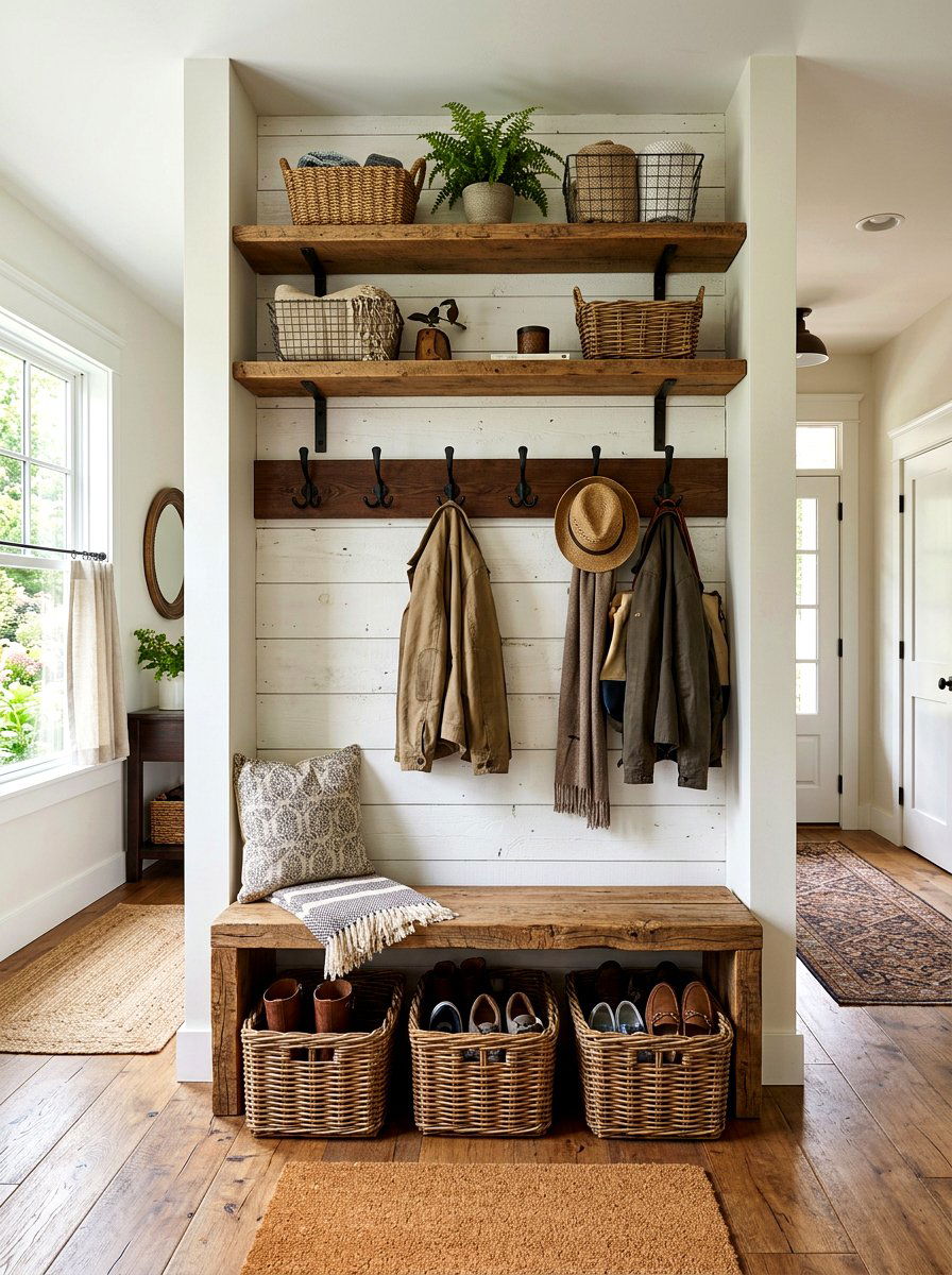 Modern Farmhouse Mudroom Closet - 30 coat closet organization ideas