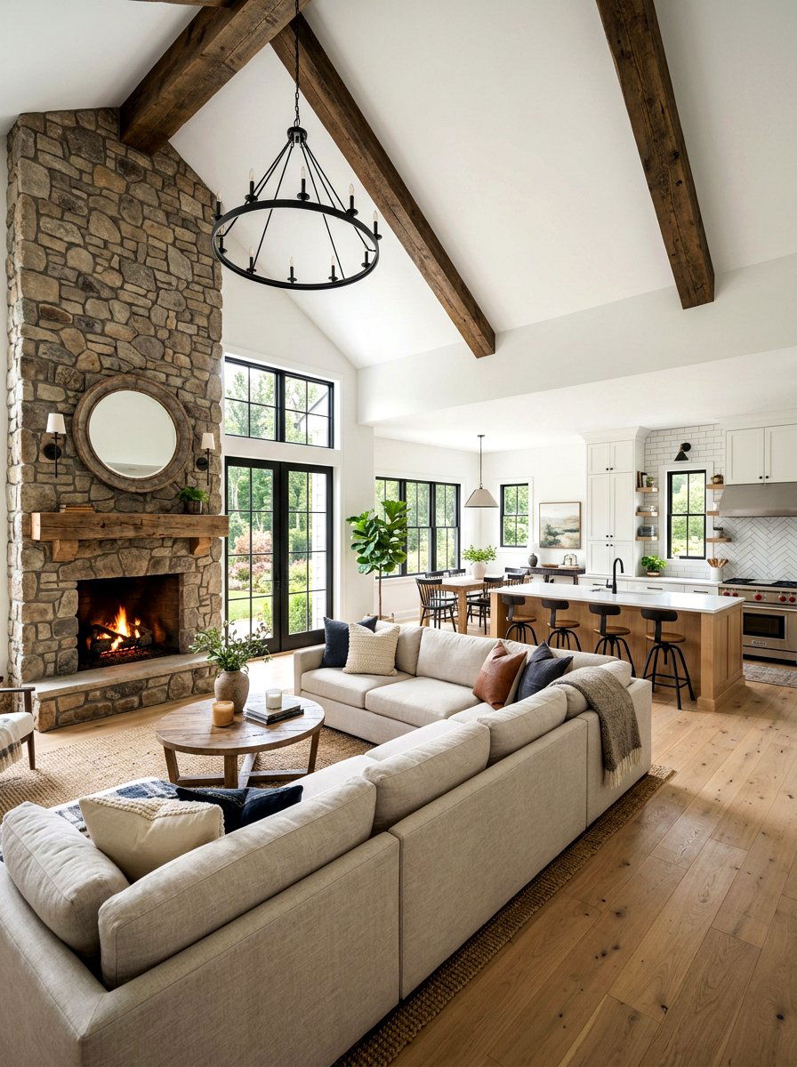 Modern Farmhouse Open Concept Living Room - 30 open concept living room ideas