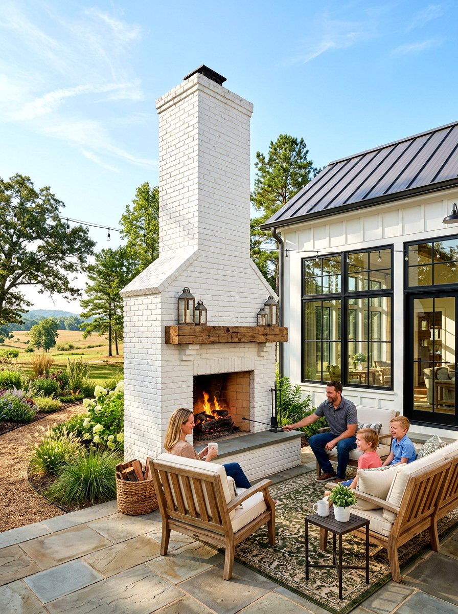 Modern Farmhouse Outdoor Fireplace - 30 modern outdoor fireplace ideas