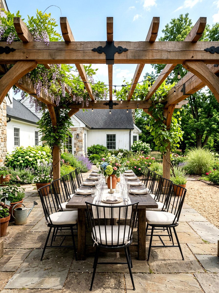 Modern Farmhouse Patio - 30 poolside dining ideas