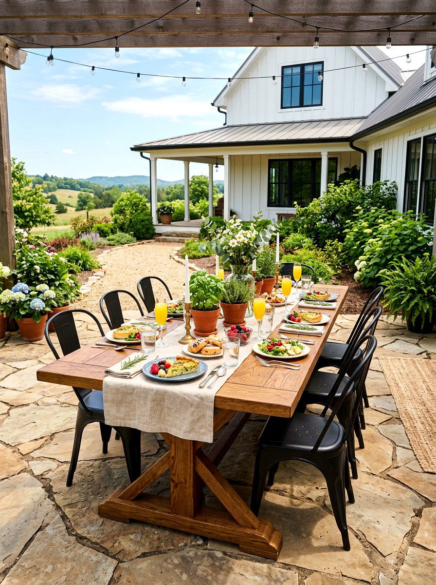 Modern Farmhouse Patio Brunch - 30 brunch patio setup ideas
