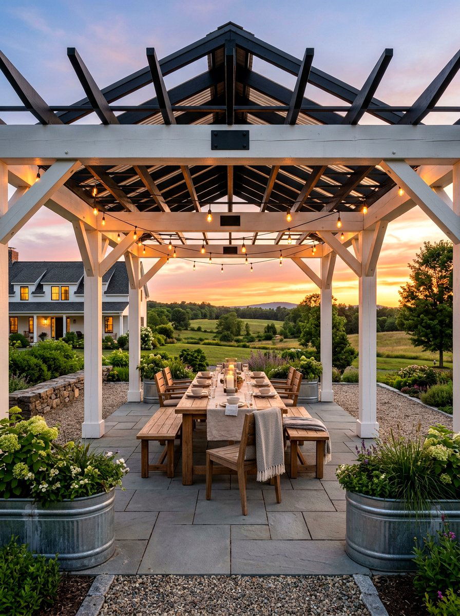 Modern Farmhouse Pergola - 30 freestanding pergola ideas
