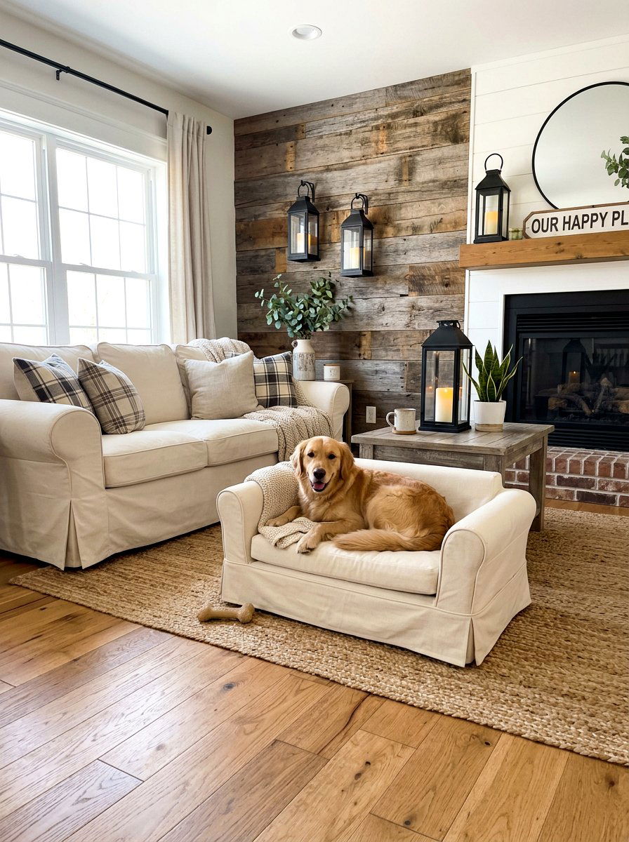 Modern Farmhouse Pet Sofa - 30 pet friendly sofa styling ideas