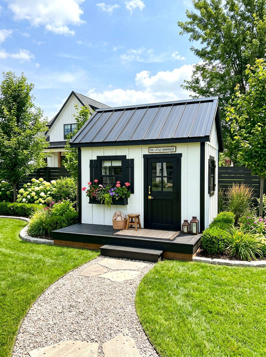 Modern Farmhouse Playhouse - 30 playhouse ideas
