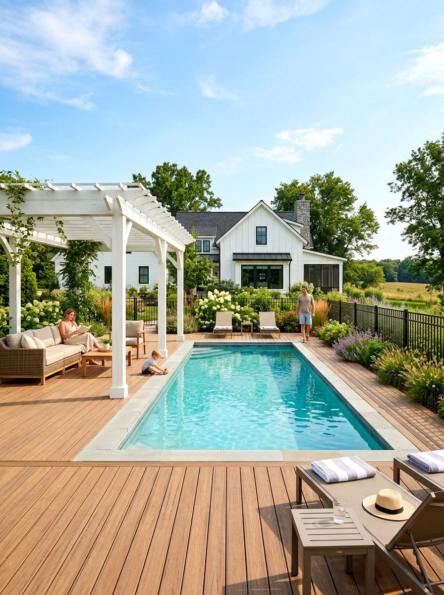 Modern Farmhouse Pool - 30 inground pool ideas