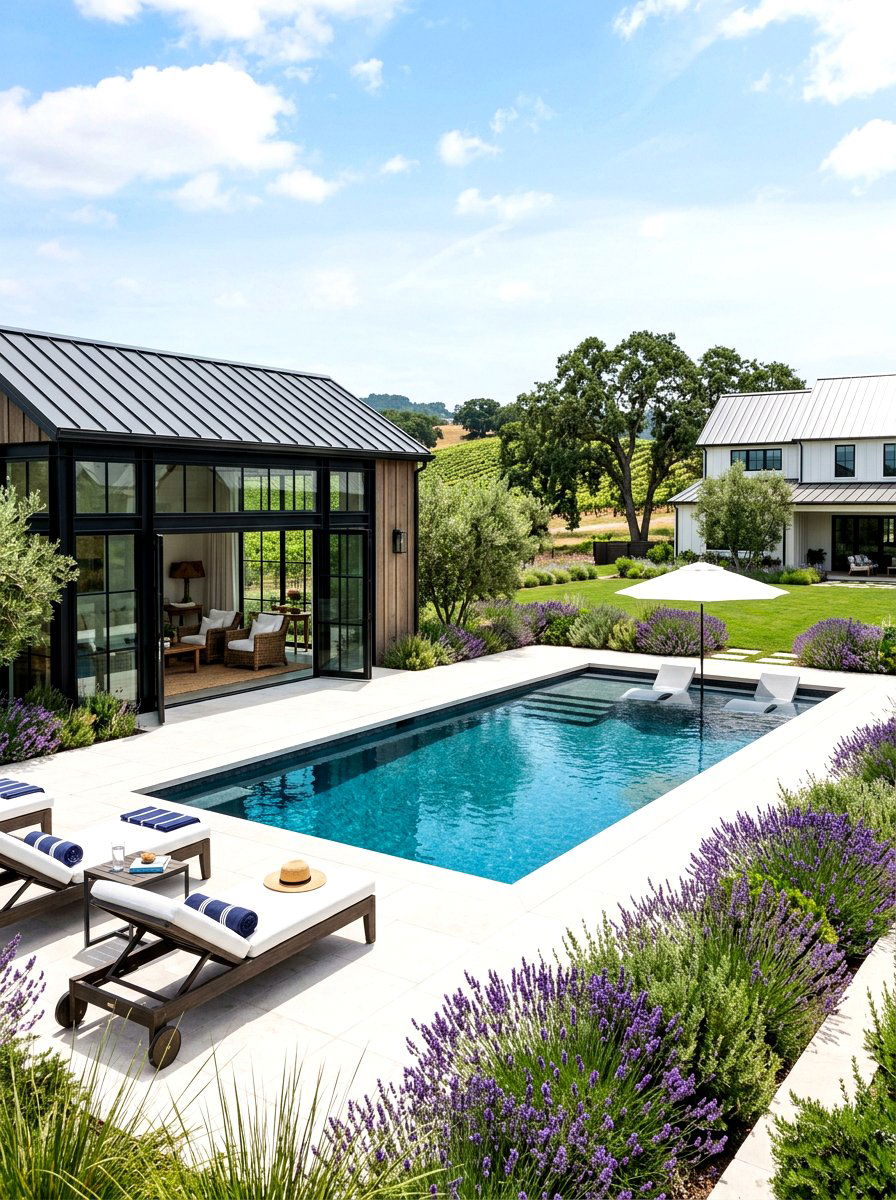 Modern Farmhouse Pool - 30 pool ideas