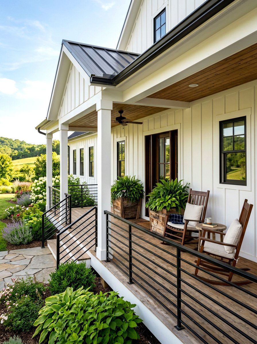 Modern Farmhouse Porch - 30 back porch ideas
