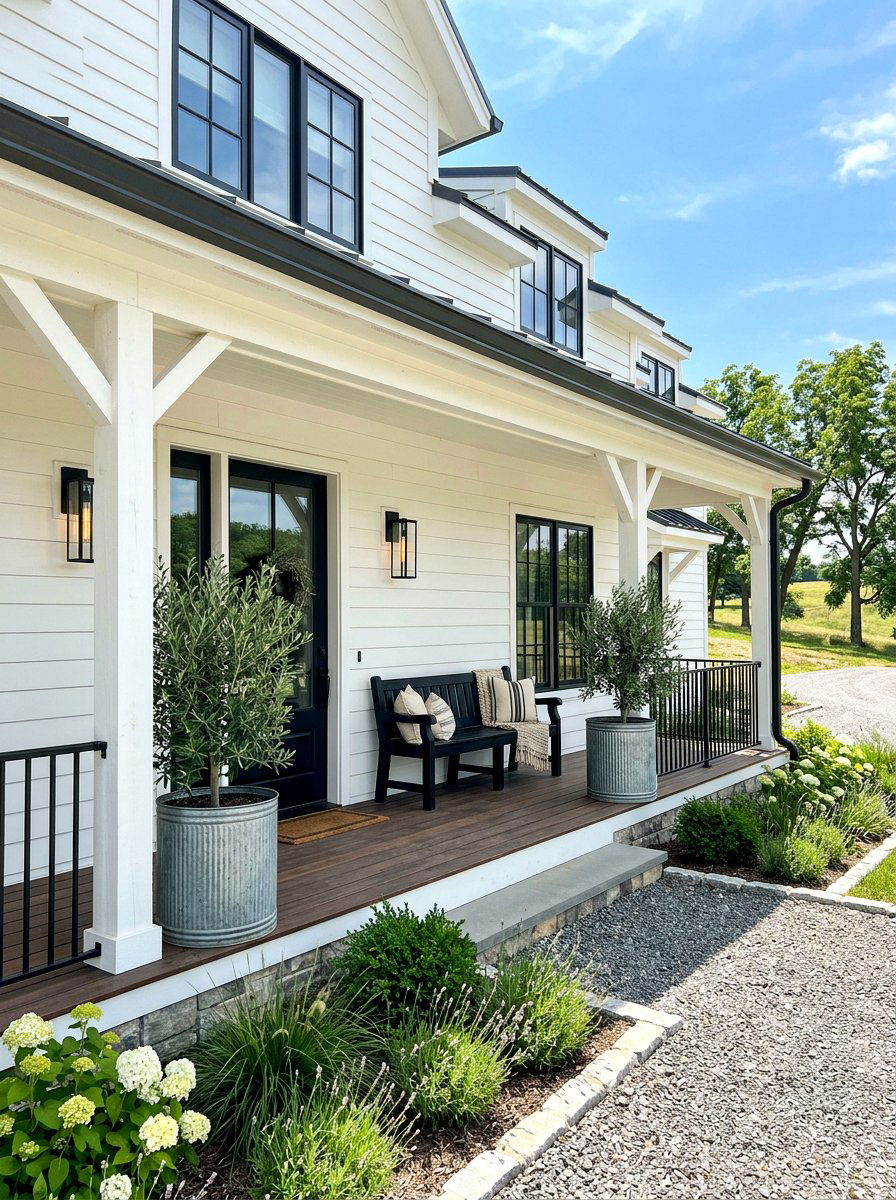 Modern Farmhouse Porch - 30 July porch ideas aesthetic