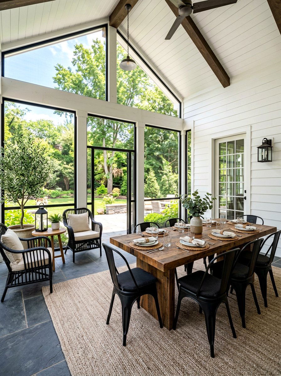 Modern Farmhouse Screened Porch - 30 screened patio ideas