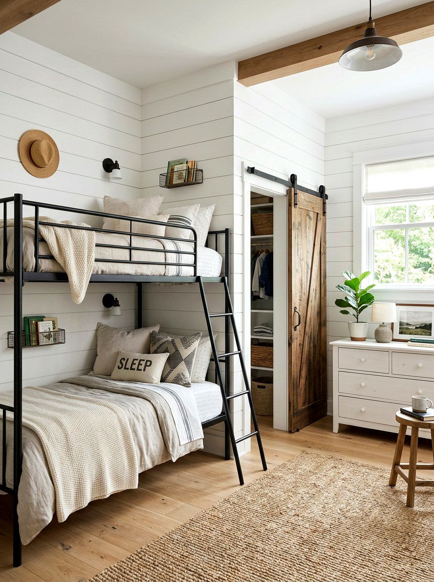 Modern Farmhouse Shared Room - 30 boys shared bedroom ideas