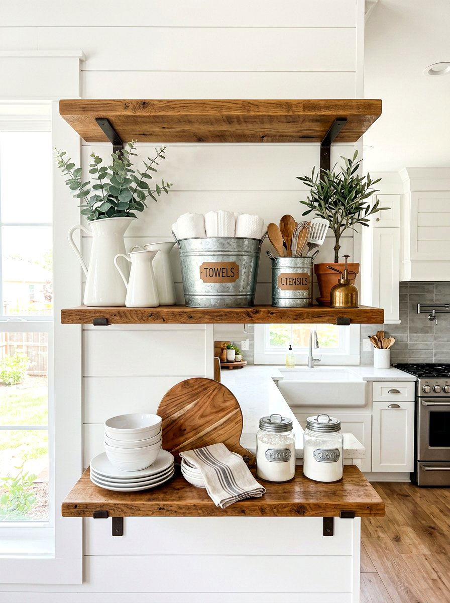 Modern Farmhouse Shelf - 30 winter shelf styling ideas