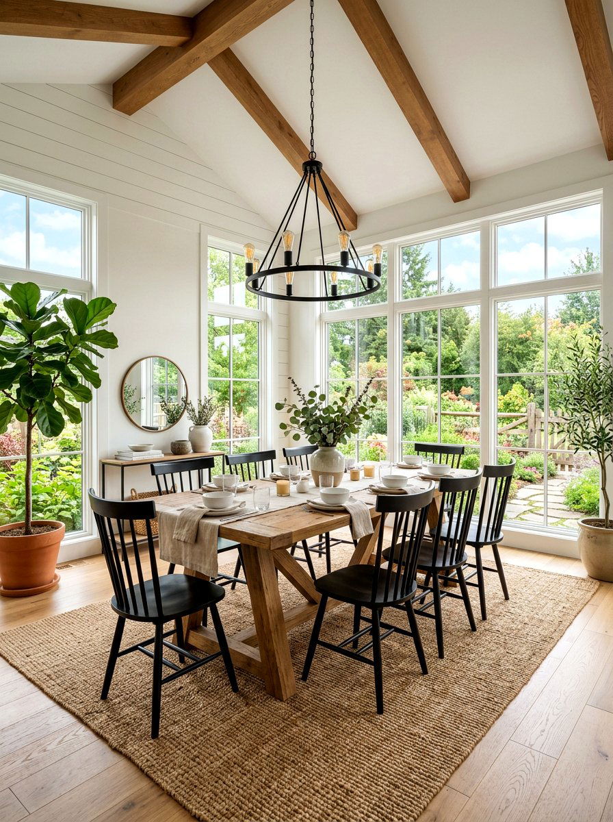 Modern Farmhouse Sunroom Dining - 30 sunroom dining ideas