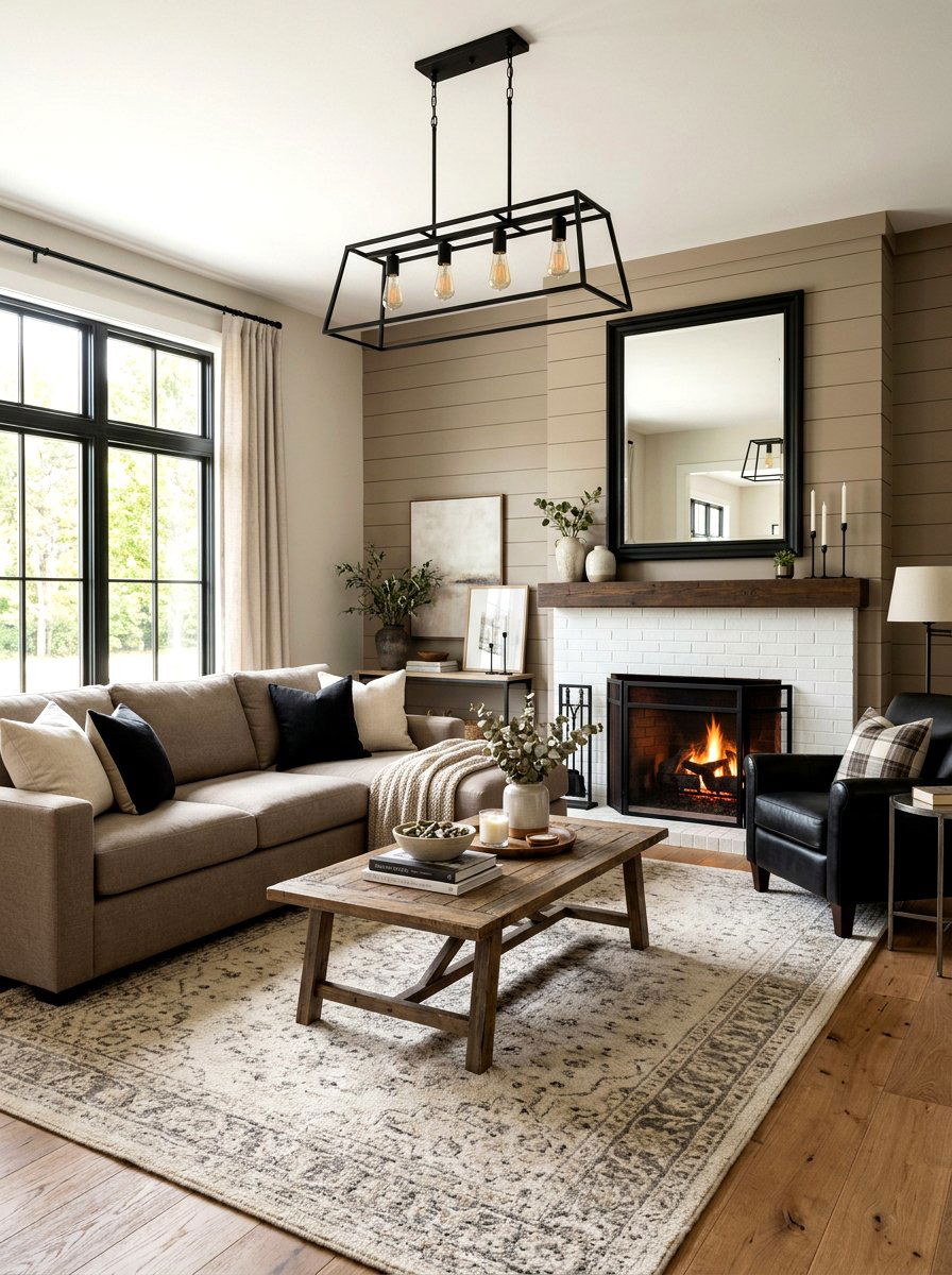 Modern Farmhouse Taupe Black - 30 taupe and black living room ideas