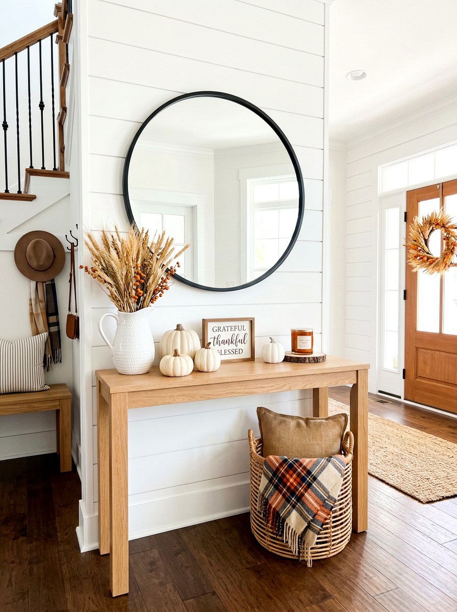 Modern Farmhouse Thanksgiving Entryway - 30 Thanksgiving entry table ideas