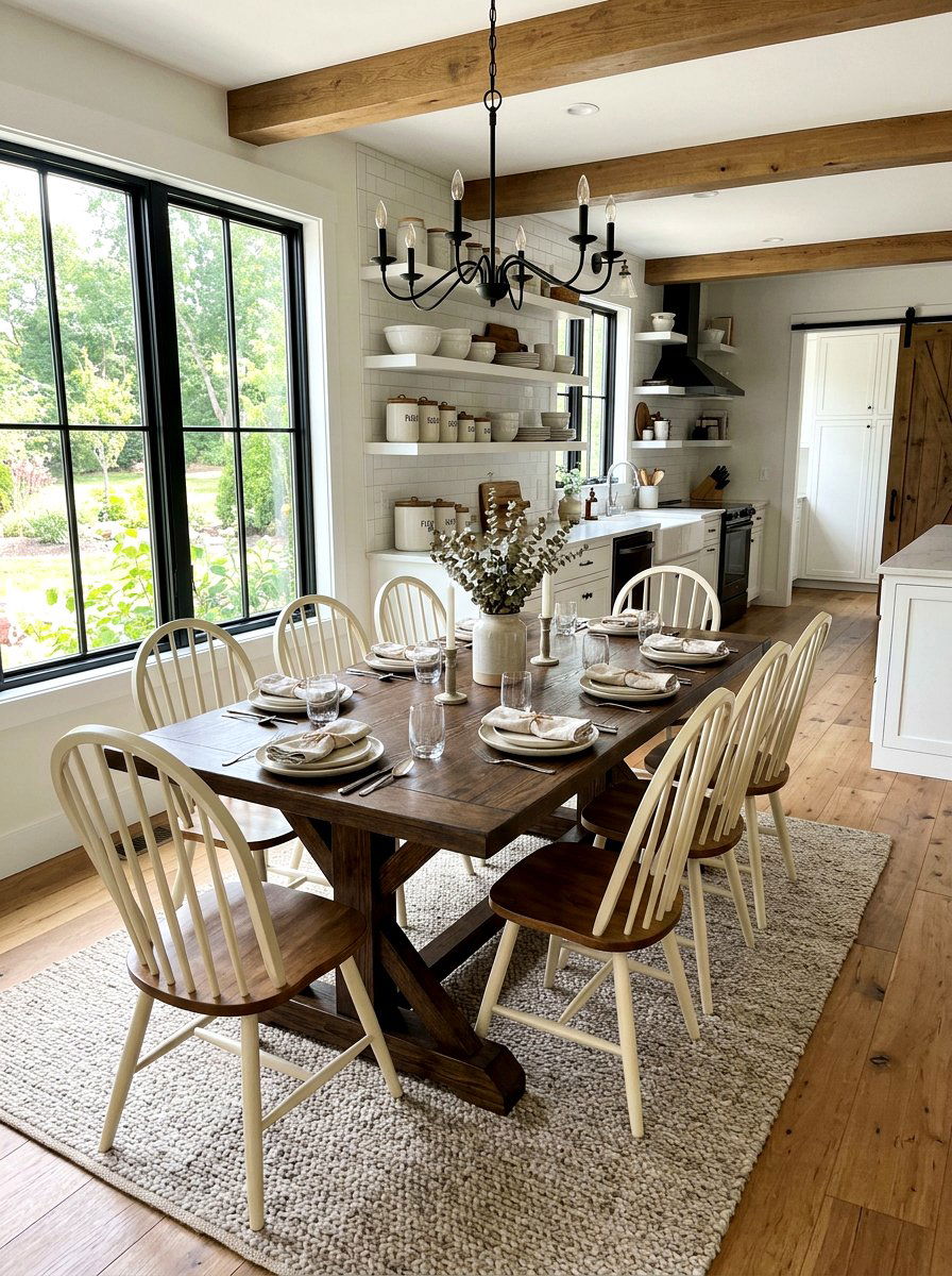 Modern Farmhouse Trestle Setup - 30 Nancy Meyers breakfast nook ideas