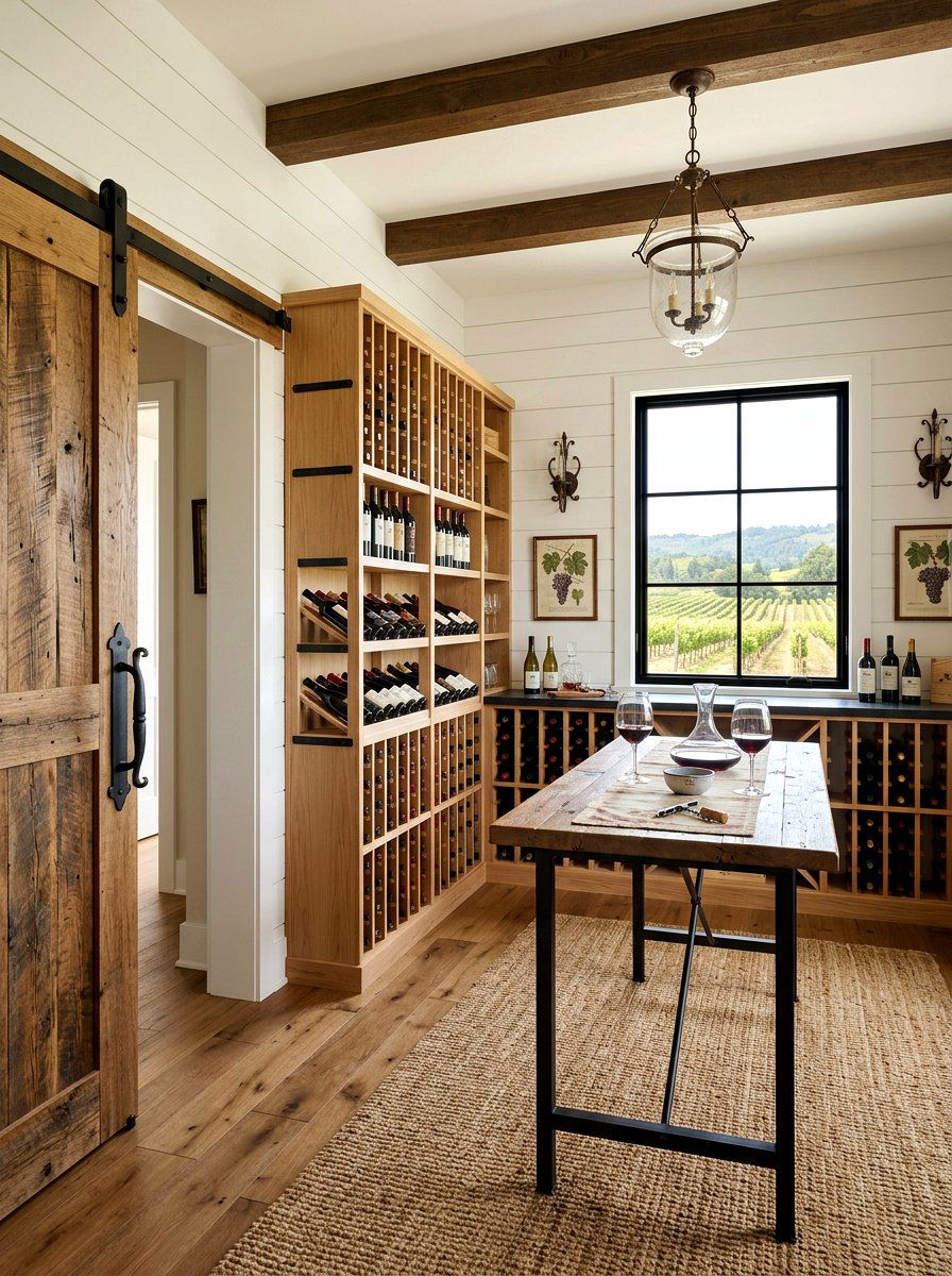 Modern Farmhouse Wine Room - 30 basement wine room ideas