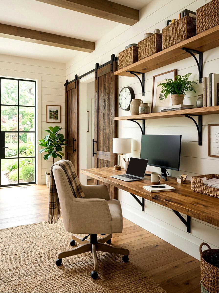 Modern Farmhouse Workspace - 30 office nook ideas