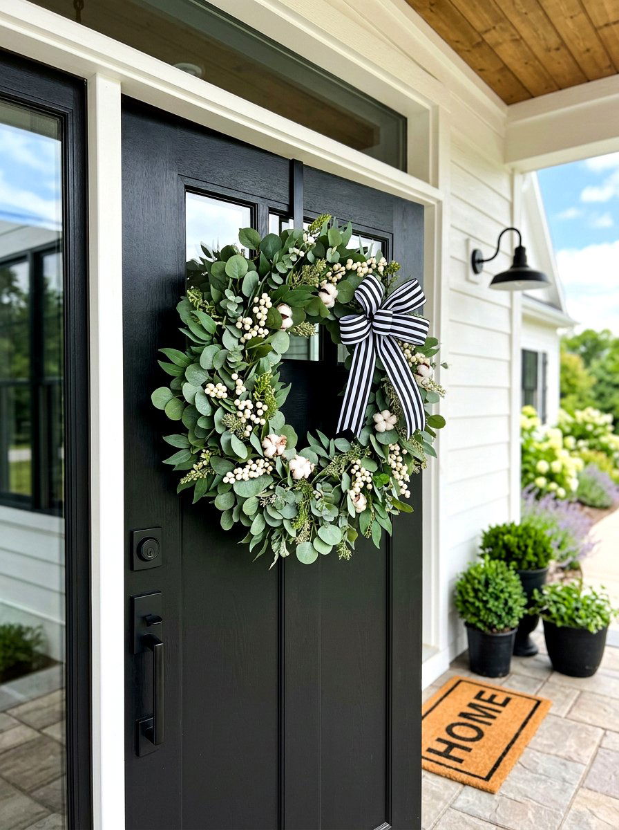 Modern Farmhouse Wreath - 30 exterior wreath styling ideas
