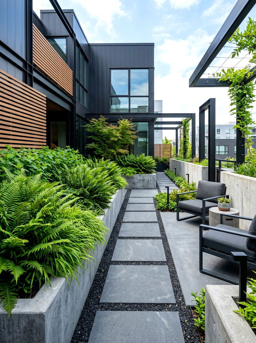Modern Fern Courtyard - 30 fern garden ideas